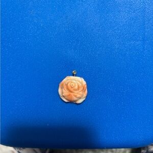 14k coral Rose Pendant